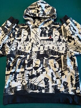 Air Jordan Jumpman AOP Black and White  Hoodie , Rare , L , $28